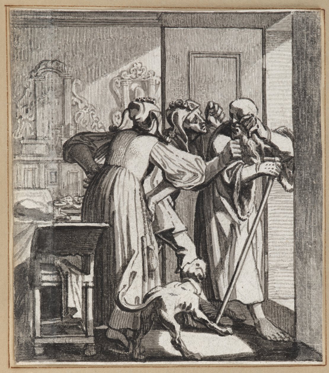 Yaşlı Ebeveynlerle Alay Eden Aptal by Wilhelm Stettler