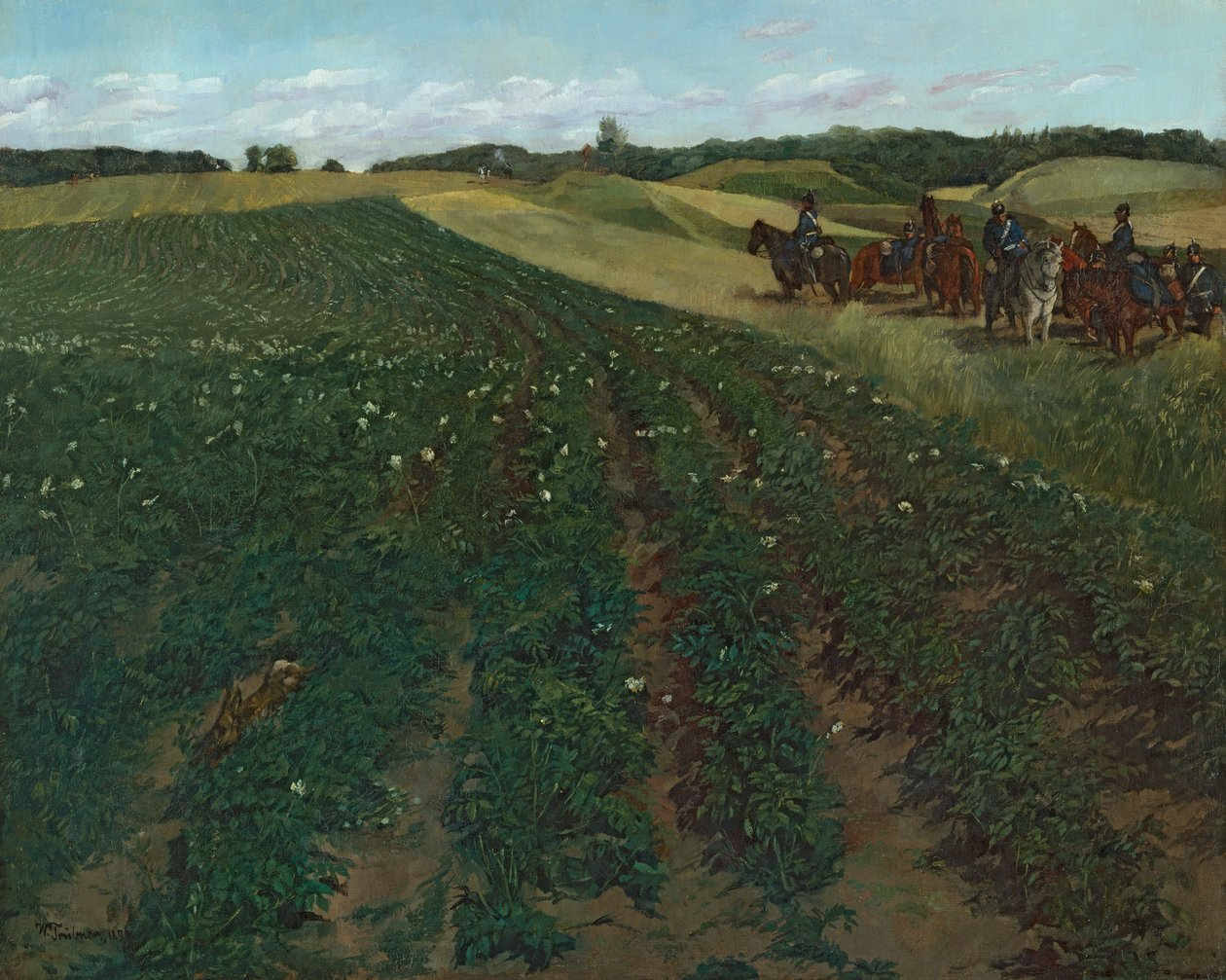 Yukarı Bavyera'da Wessling yakınlarındaki patates tarlaları by Wilhelm Trübner