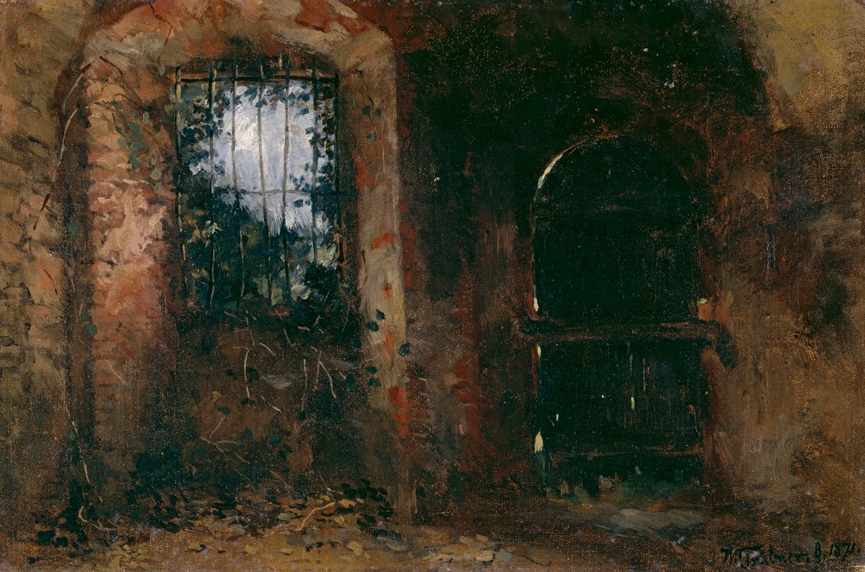 Heidelberg Kalesi'ndeki mahzen penceresi by Wilhelm Trübner