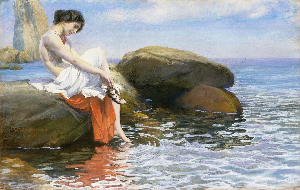 Banyoya Hazırlanmak (kağıt üzerinde pastel) by Wilhelm Wunderwald