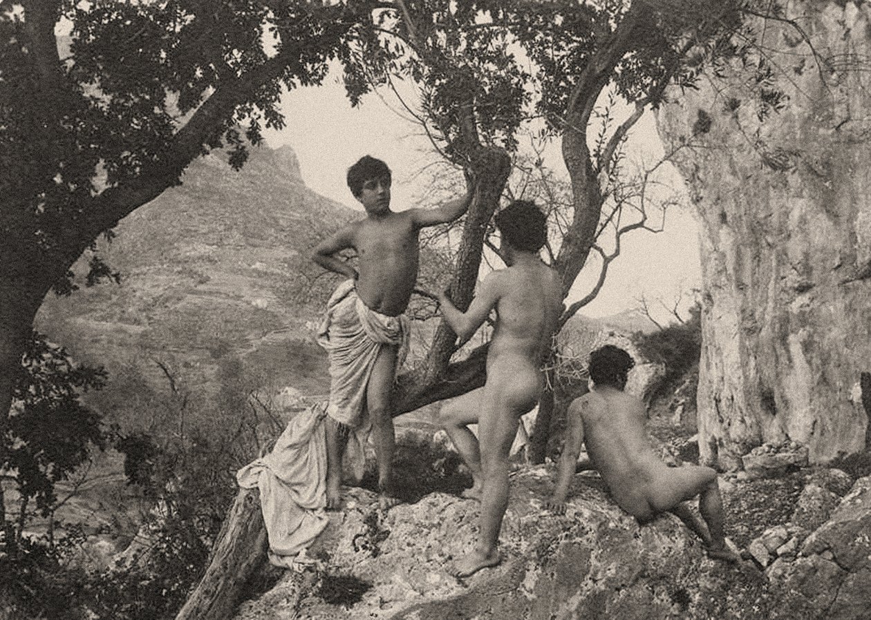 erkek çıplak çıplaklar çalışması, c.1900 by Baron Wilhelm von Gloeden