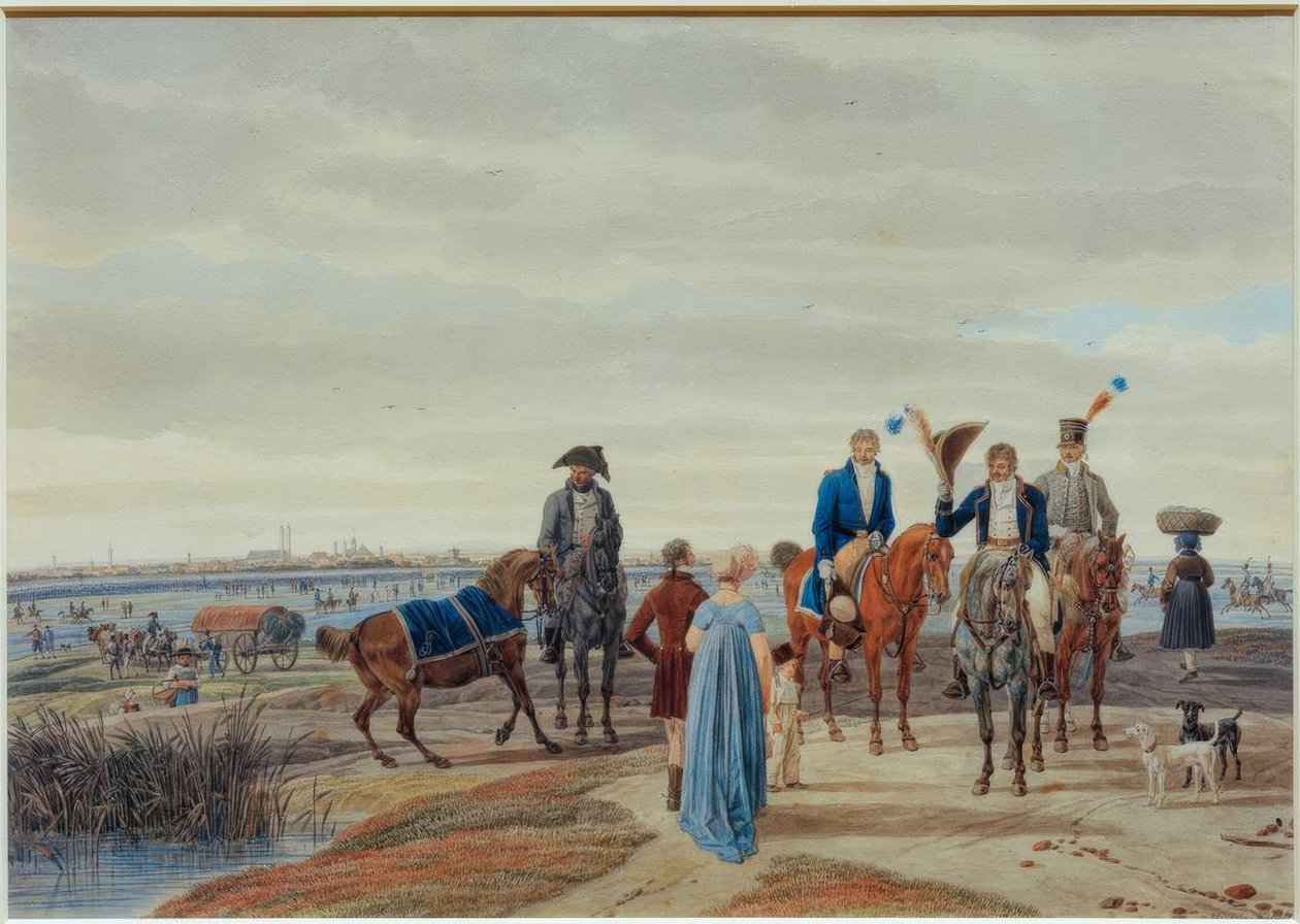 Münih önünde memurlarla bir çiftin buluşması by Wilhelm von Kobell