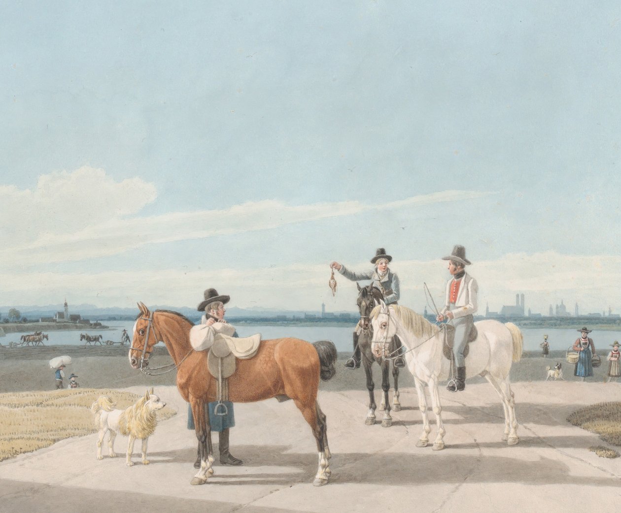 Münih yakınlarındaki atlılar, 1830. by Wilhelm von Kobell