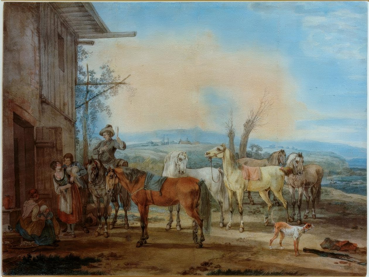 Bir tavernanın önünde binici by Wilhelm von Kobell
