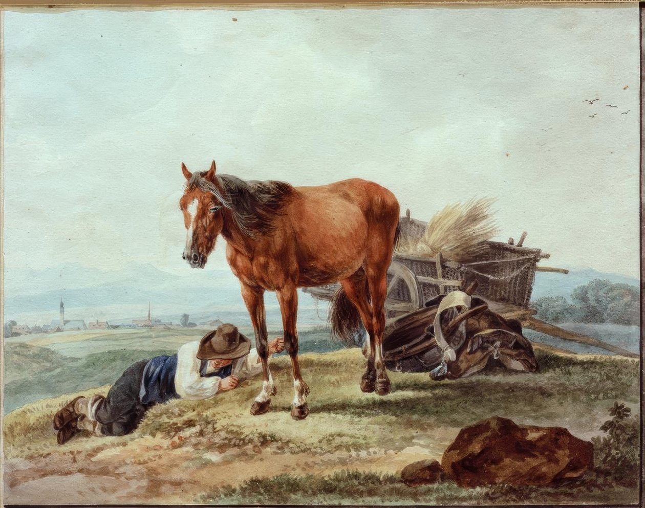 At ile uyuyan çiftlik çocuğu by Wilhelm von Kobell