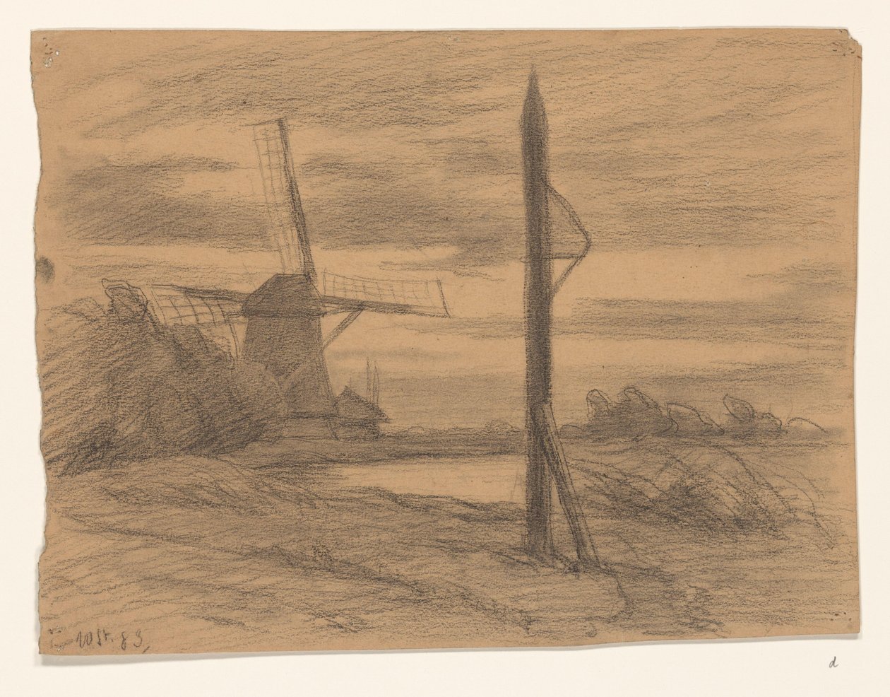 Direk ve yel değirmeni ile manzara by Wilhelmus Johannes Steenhoff