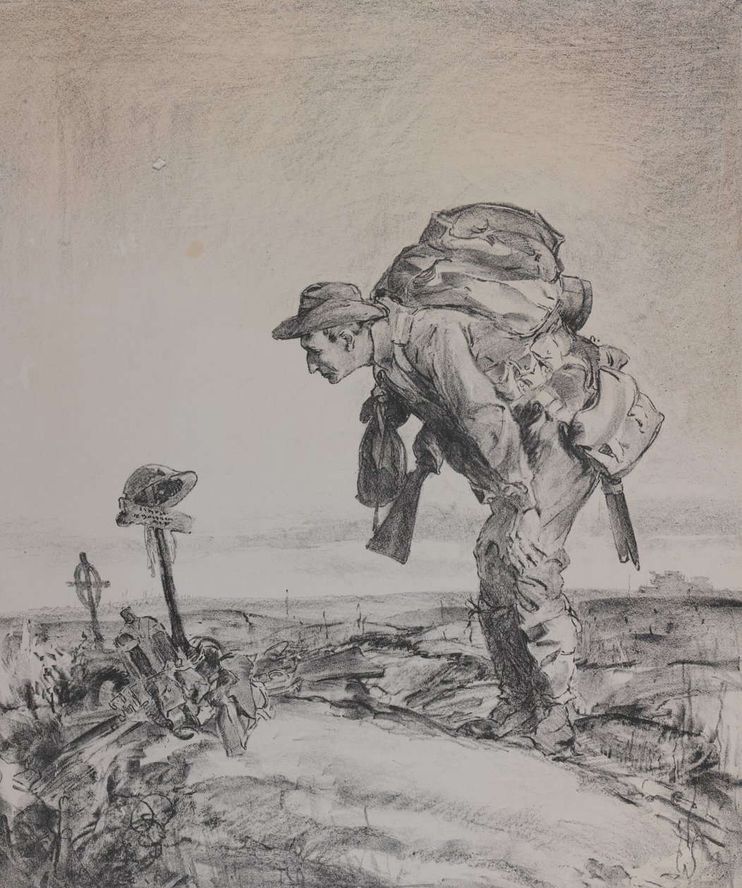 Eski müfrezeden biri, 1917 (kağıt üzerinde lito) by Will Dyson