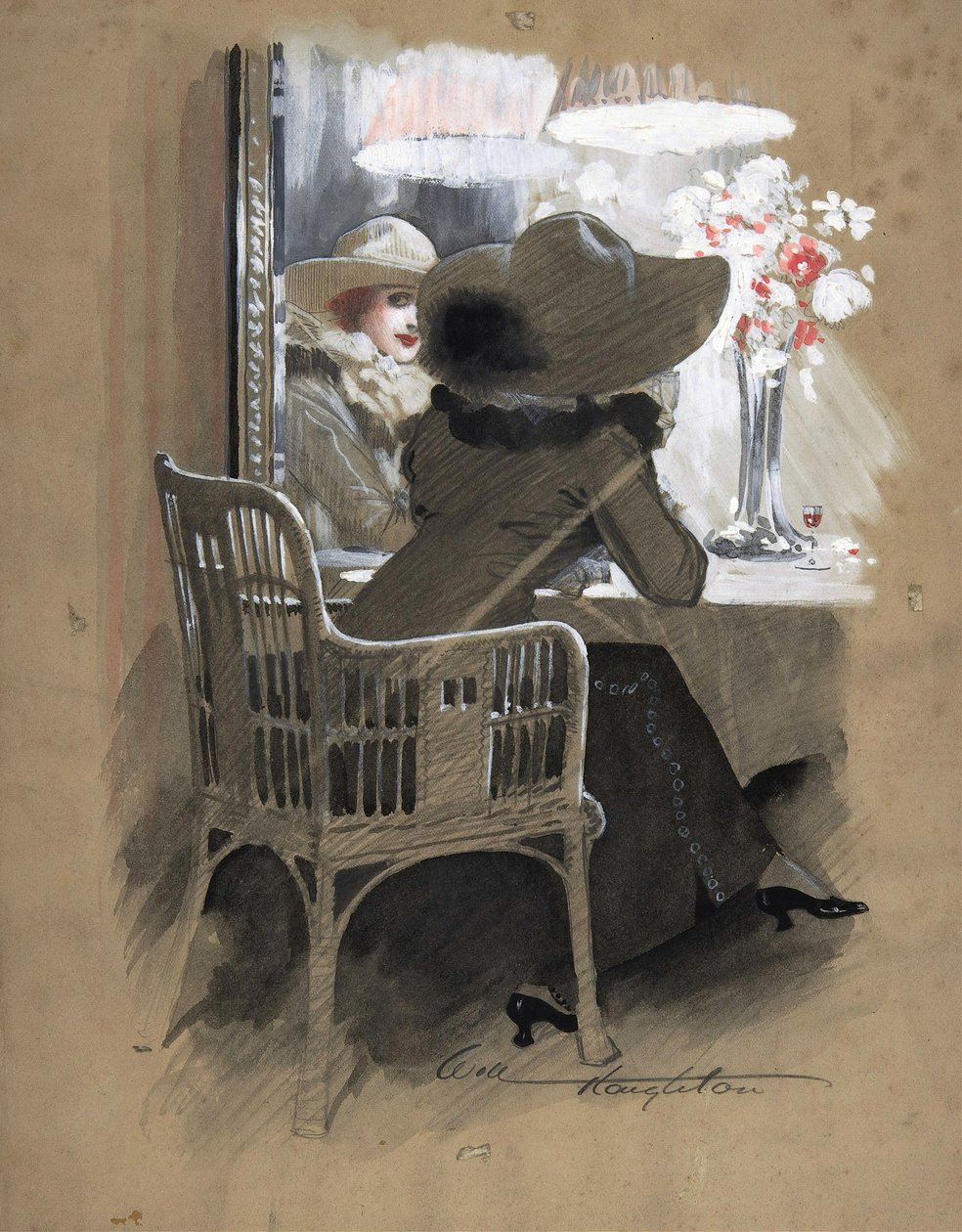 Masada Oturan Bir Kadının Portresi, 1896 dolayları (grafit üzerine sulu boya, beyaz ve kırmızı tempera) by Will Houghton