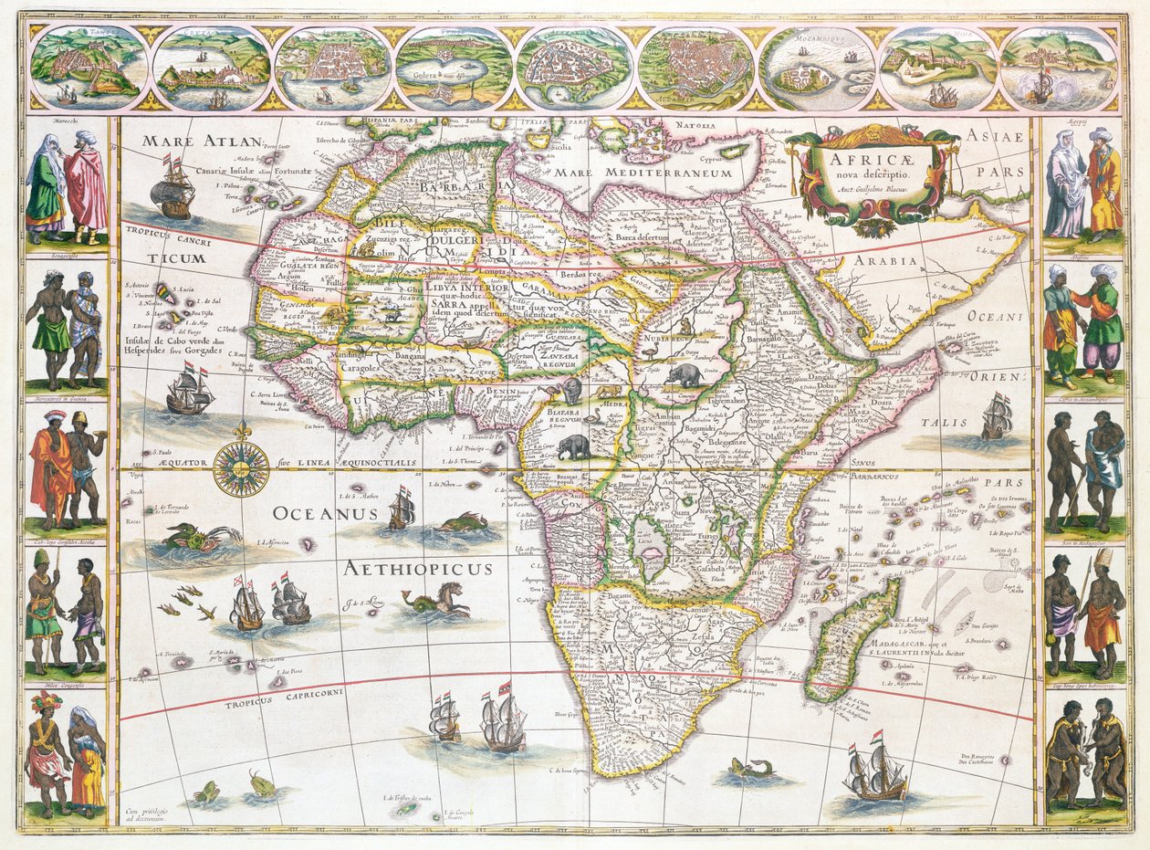 Africa Nova, c.1617 (renkli gravür) by Willem Janszoon Blaeu