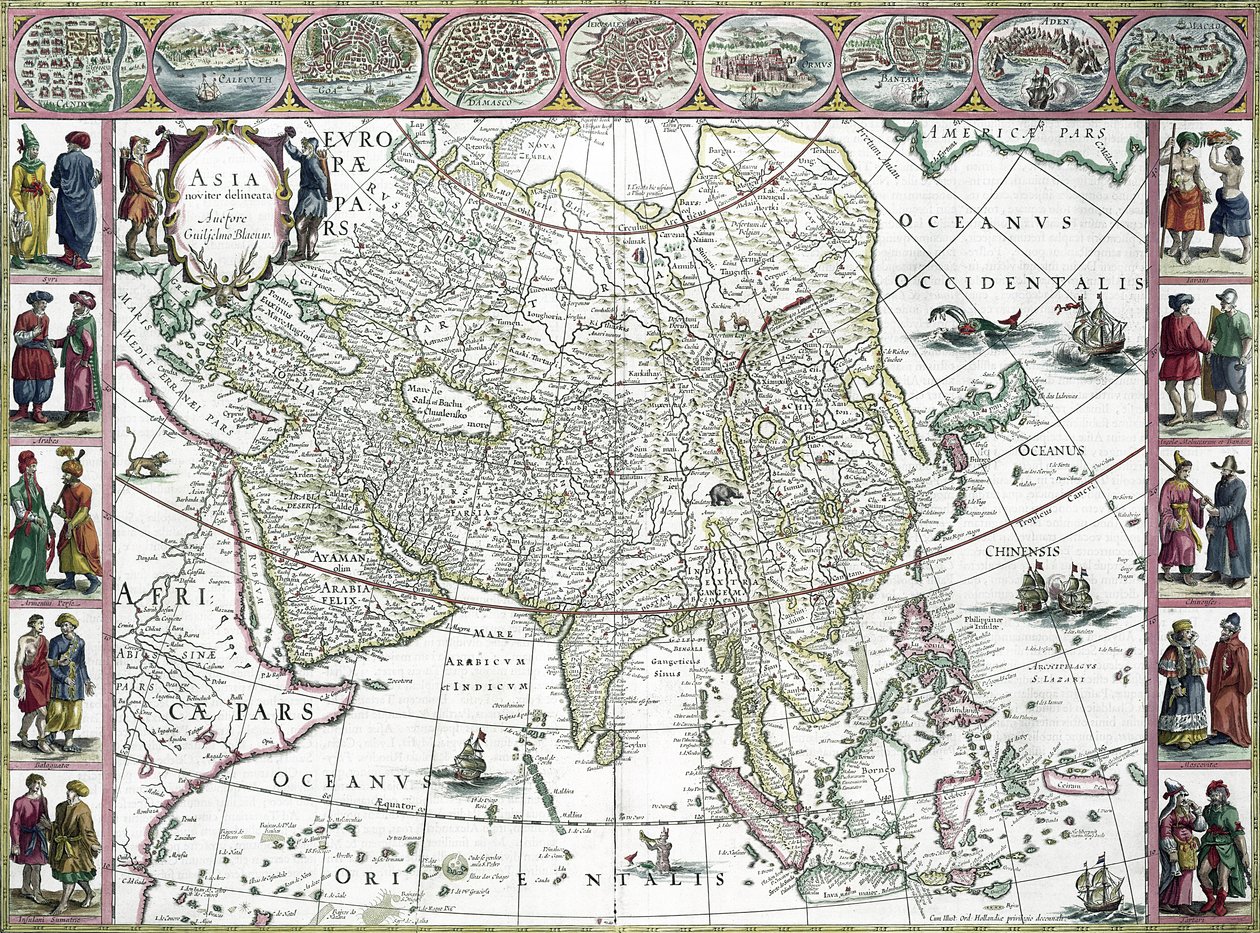 Asya NALIS, 1617 (renkli gravür) by Willem Janszoon Blaeu