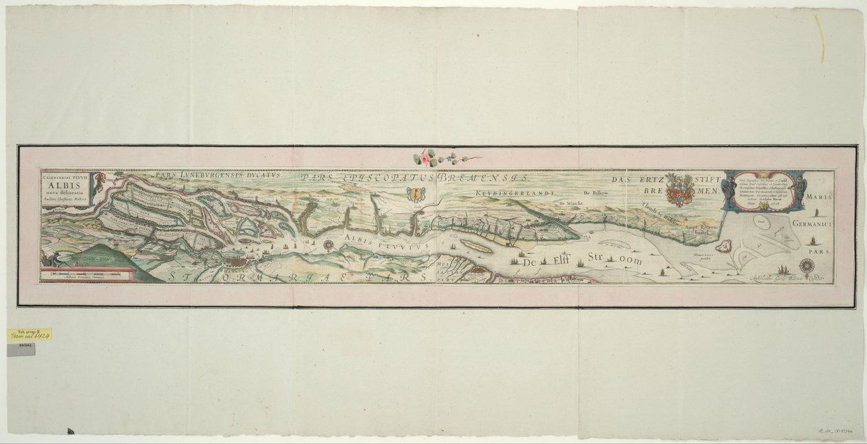 Aşağı Elbe Haritası, 1: 160.000, bakır oyma, 1628 by Willem Janszoon Blaeu