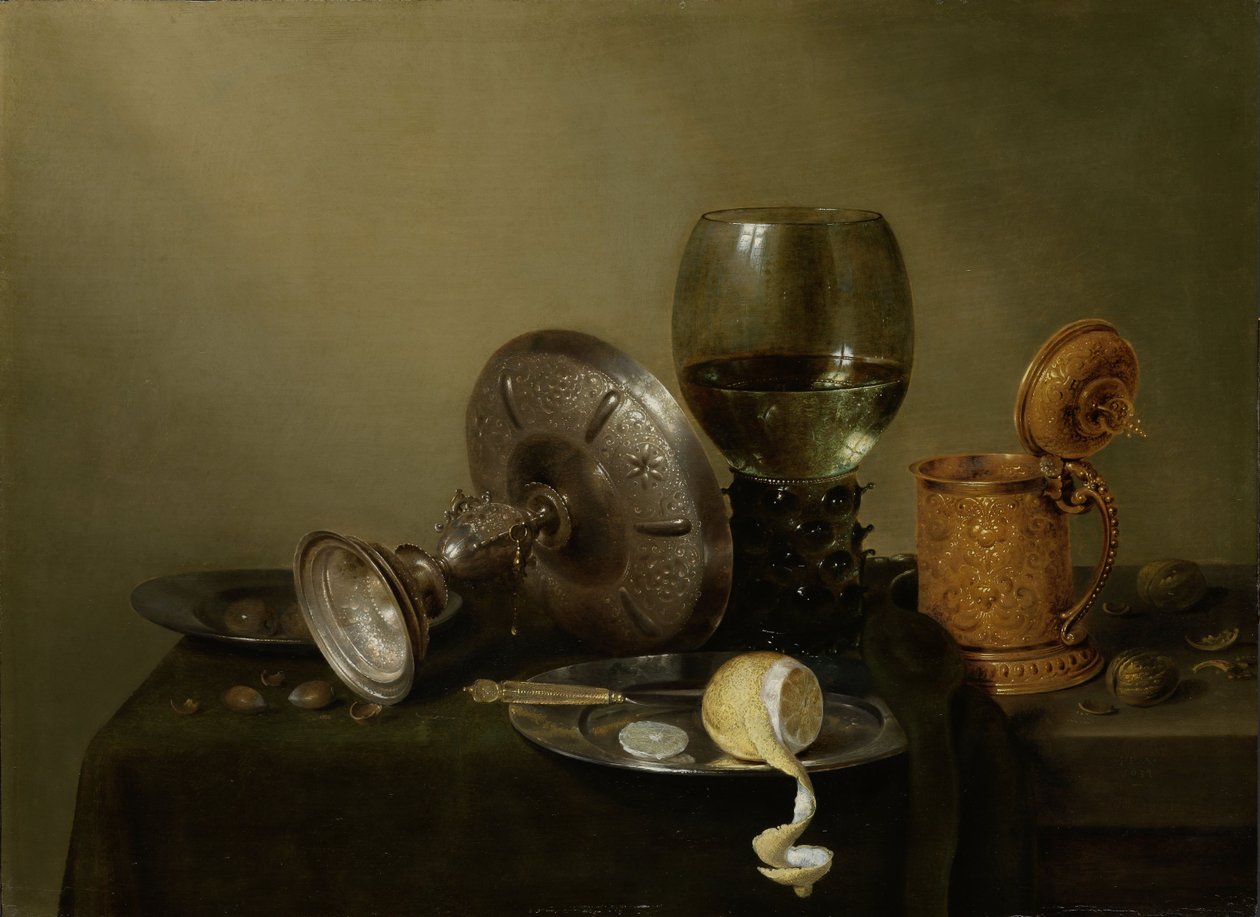 Yaldızlı Bira Tankard ile Natürmort by Willem Claesz. Heda