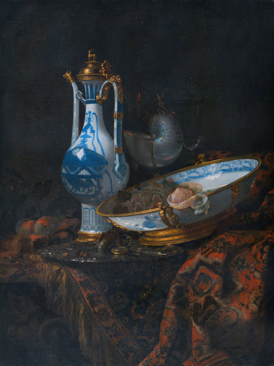 Aquamanile, Meyve ve Nautilus Kupası ile Natürmort by Willem Kalf