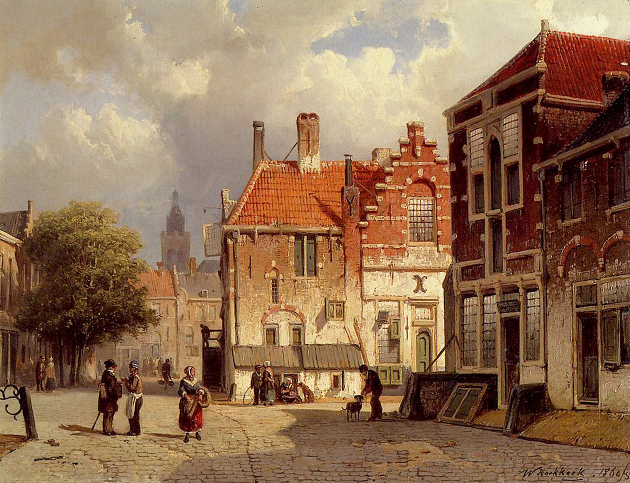 Hollanda Kent Meydanı, 1860 by Willem Koekkoek