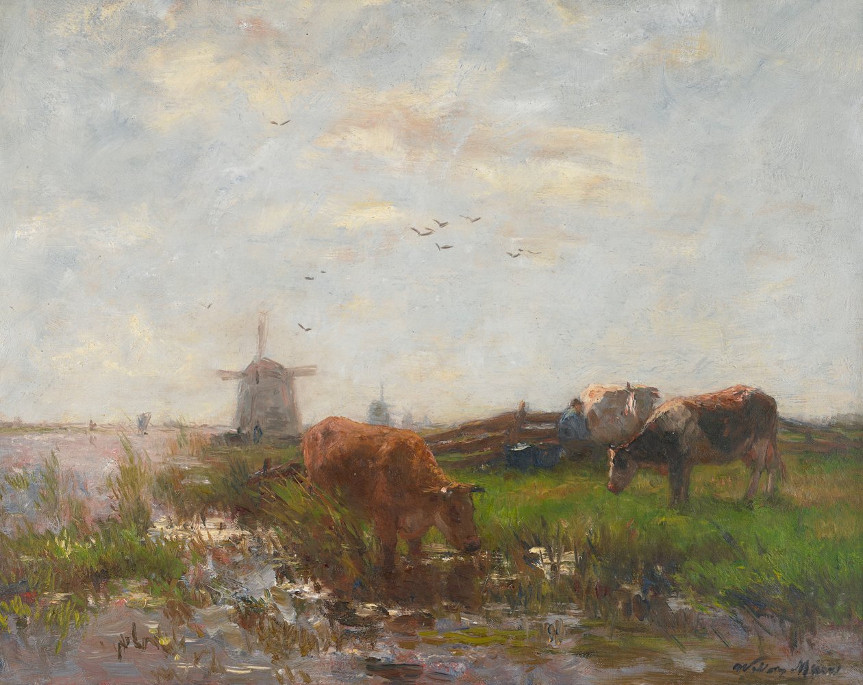 Su Kenarında Otlayan Sığır, 1880-90 dolayları by Willem Maris