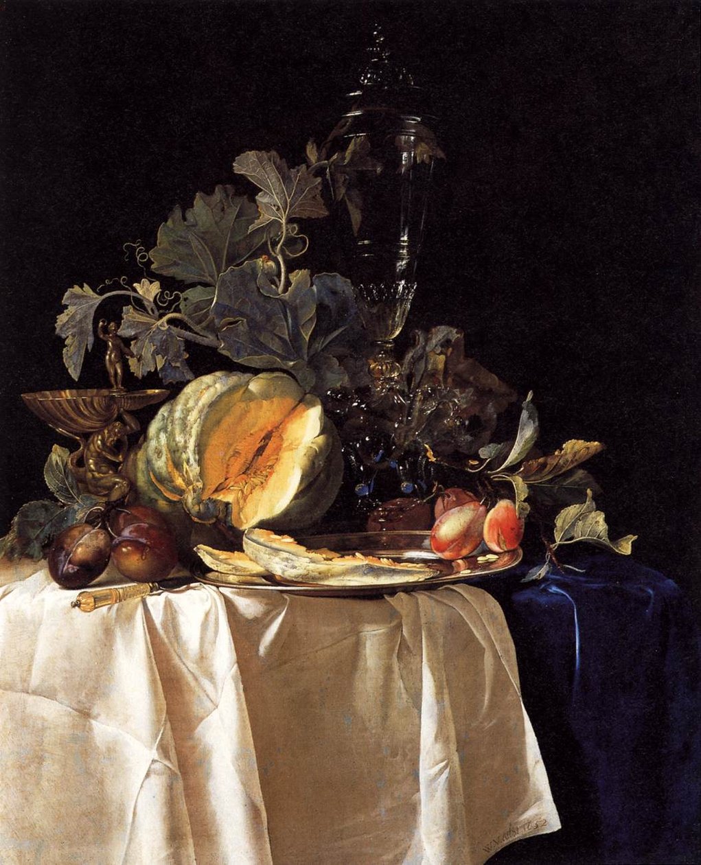 Meyveli ve Kristal Vazolu Natürmort by Willem van Aelst
