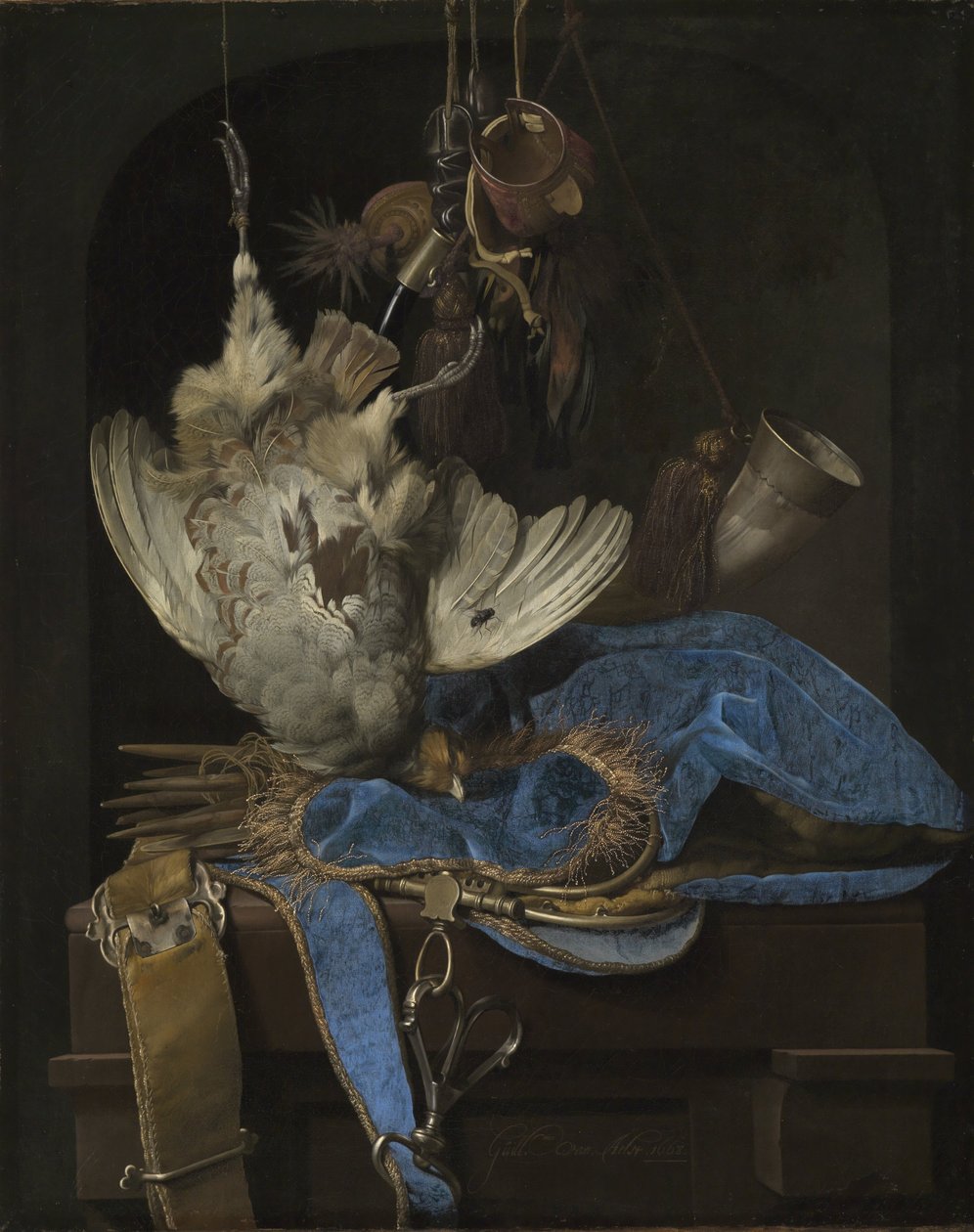 Av Ekipmanları ve Ölü Kuşlar ile Natürmort by Willem van Aelst