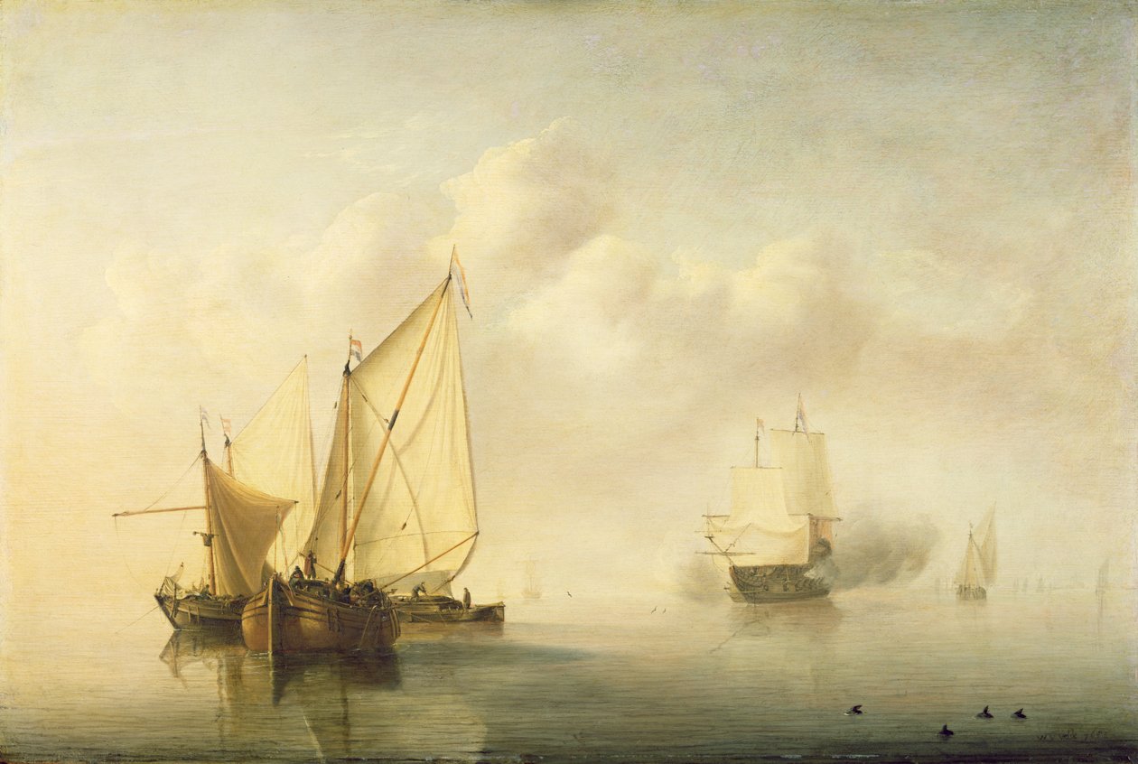 Sakin Deniz, 1653 (meşe üzerine yağlı boya) by Willem van de Velde