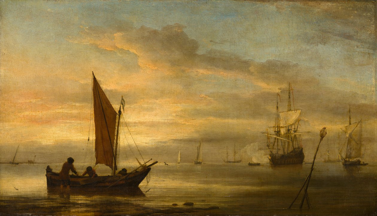 Denizde gün batımı by Willem van de Velde