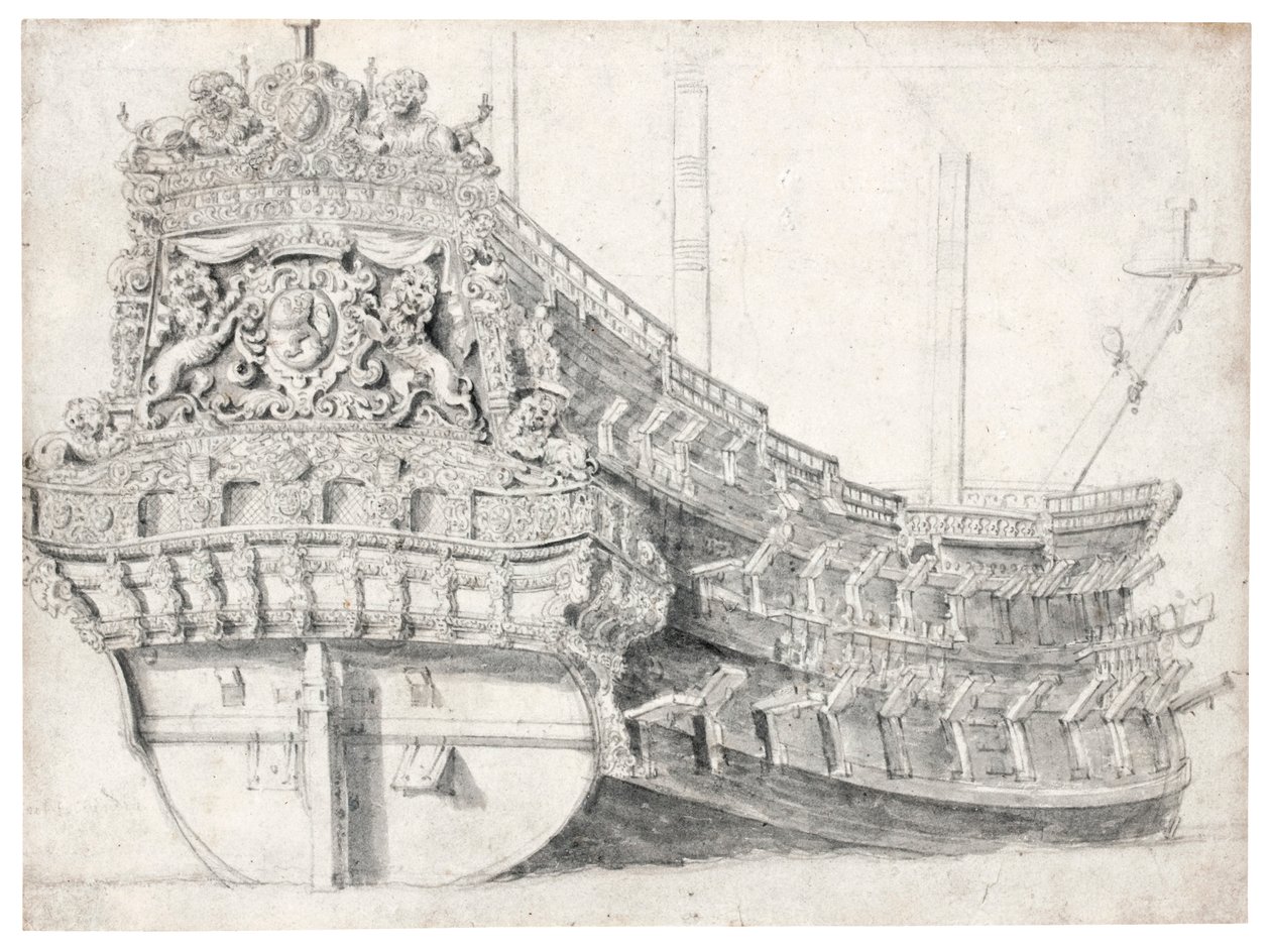 Bir savaş gemisinin portresi by Willem van de Velde the Elder