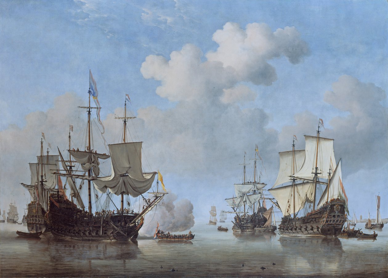 Sakin: Hollanda Gemileri Demirlemeye Geliyor by Willem van de Velde the Younger
