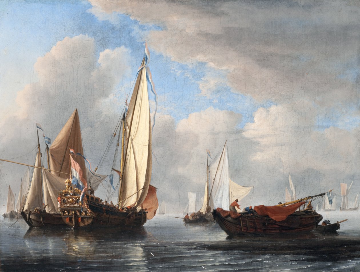 Sakin bir yat ve diğer gemiler by Willem van de Velde the Younger