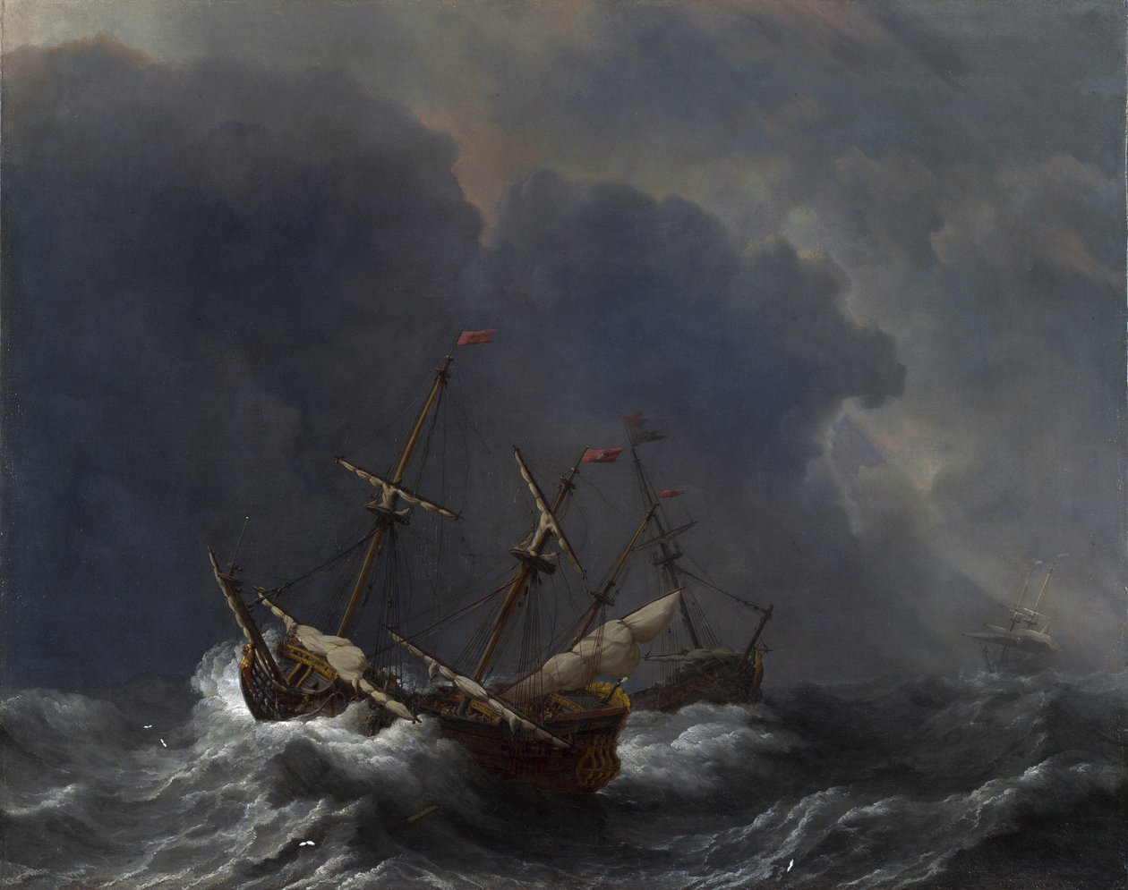 Bir Fırtınada Üç Gemi by Willem van de Velde the Younger