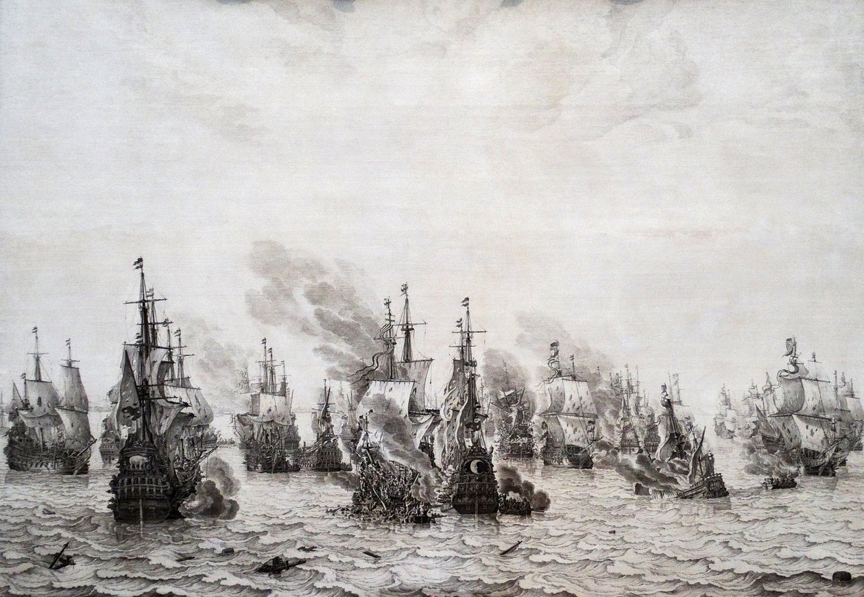 Livorno Savaşı by Willem van de Velde the Elder