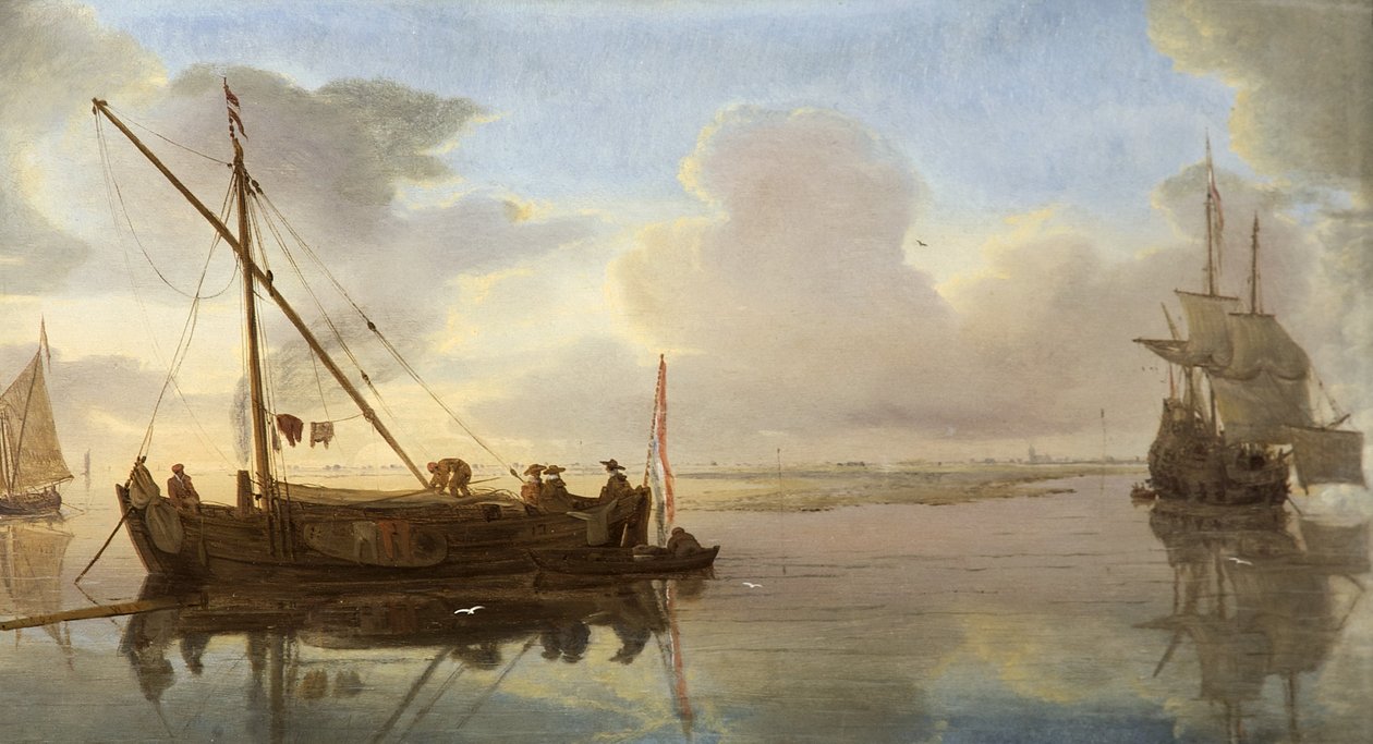 Teknelerle Nehir Manzarası, 1668 by Willem van de Velde the Younger