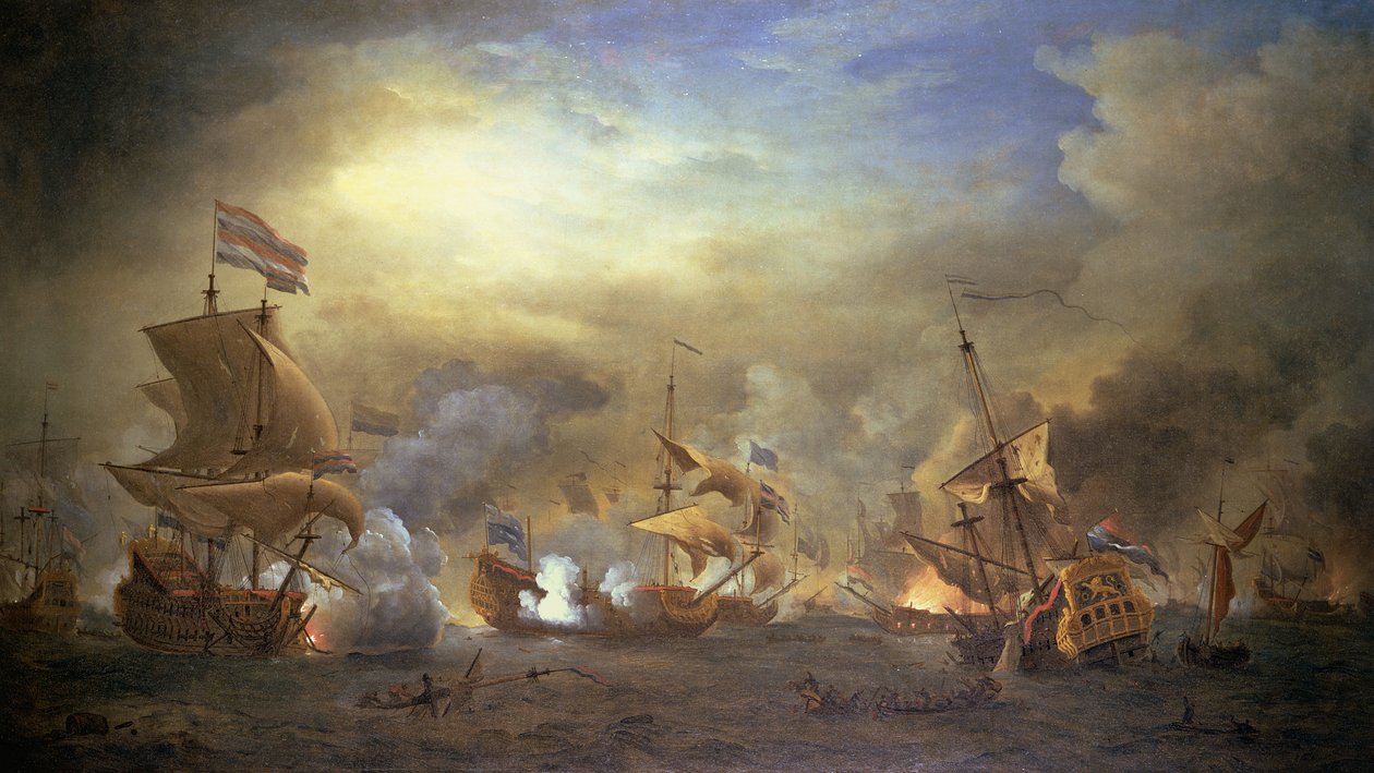 The Battle of the Texel, Kijkduin, 1673  by Willem van de Velde the Younger