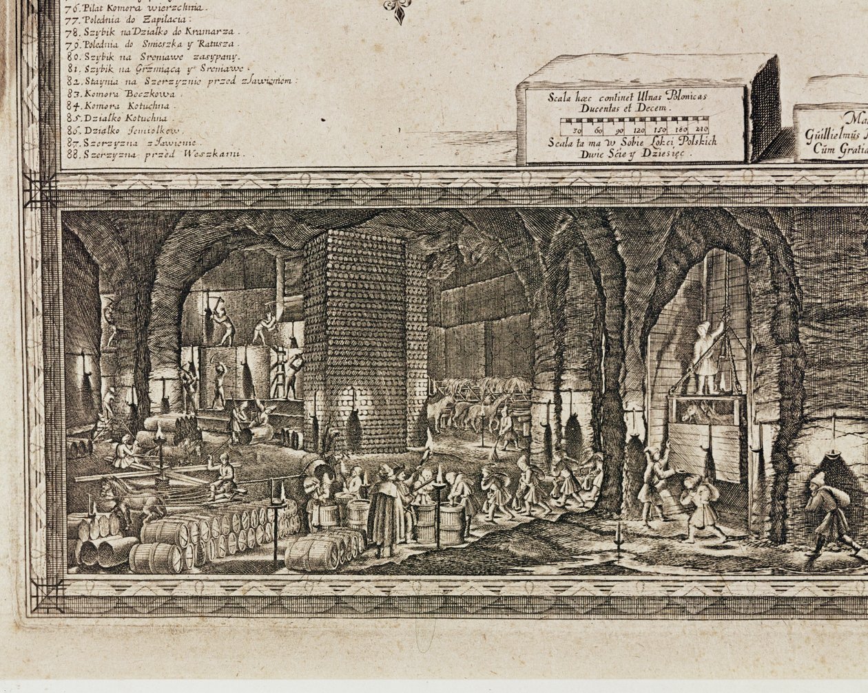 Krakow yakınlarındaki Wieliczka tuz madenleri Polonya krallarının gelirinin yaklaşık üçte birini üretiyordu... (gravür) by Willem (c.1597-1660) Hondius