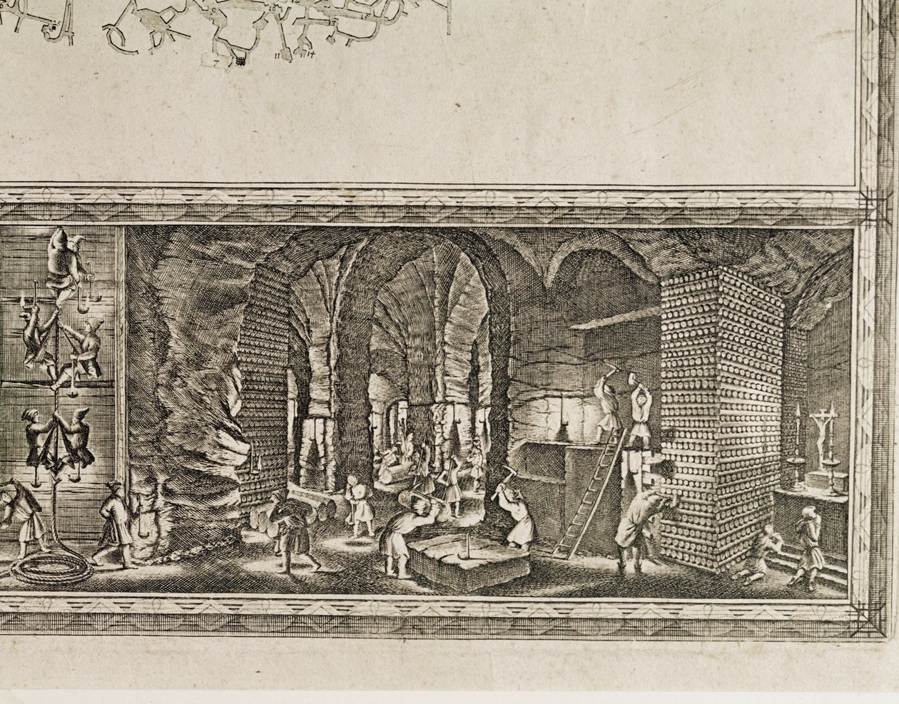 Krakow yakınlarındaki Wieliczka tuz madenleri Polonya krallarının gelirinin yaklaşık üçte birini üretiyordu... (gravür) by Willem (c.1597-1660) Hondius