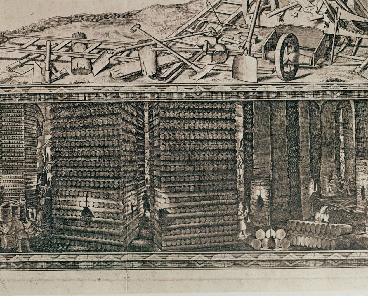 Krakow yakınlarındaki Wieliczka tuz madenleri Polonya krallarının gelirinin yaklaşık üçte birini üretiyordu... (gravür) by Willem (c.1597-1660) Hondius