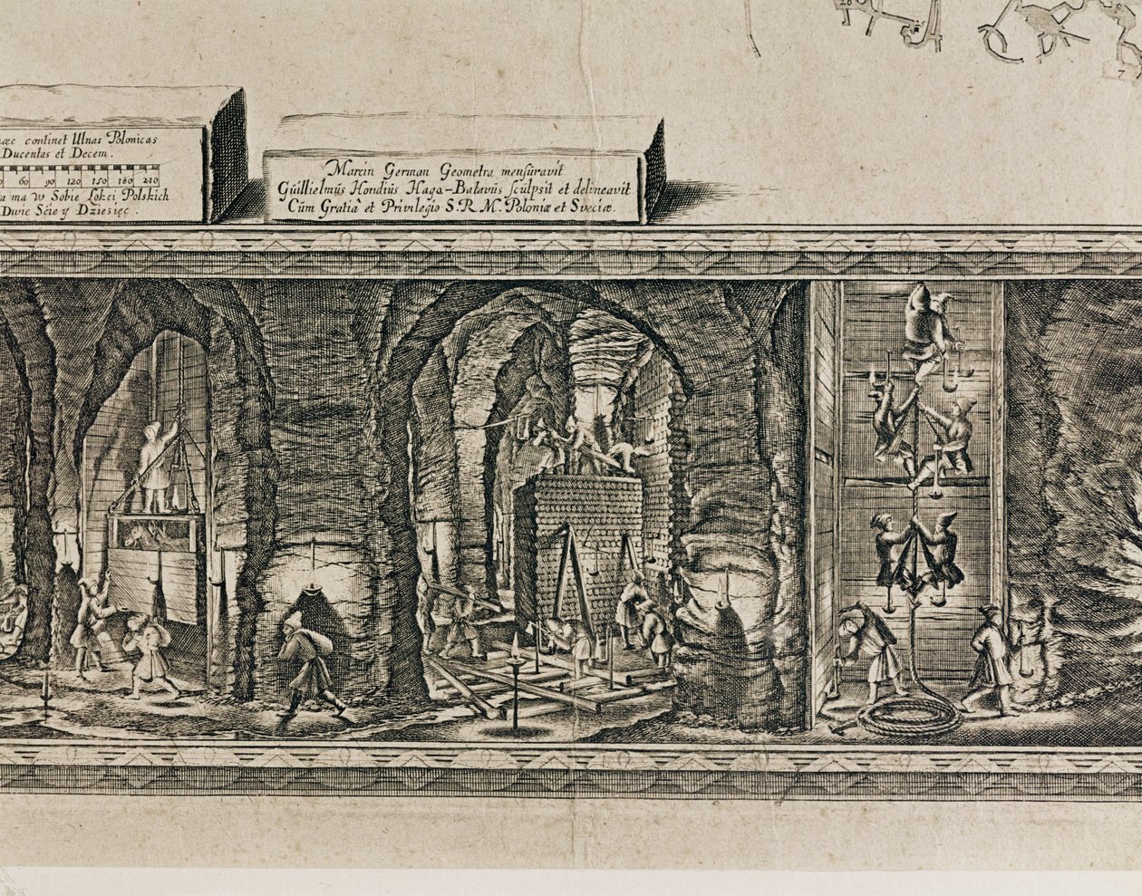 Krakow yakınlarındaki Wieliczka tuz madenleri Polonya krallarının gelirinin yaklaşık üçte birini üretiyordu... (gravür) by Willem (c.1597-1660) Hondius