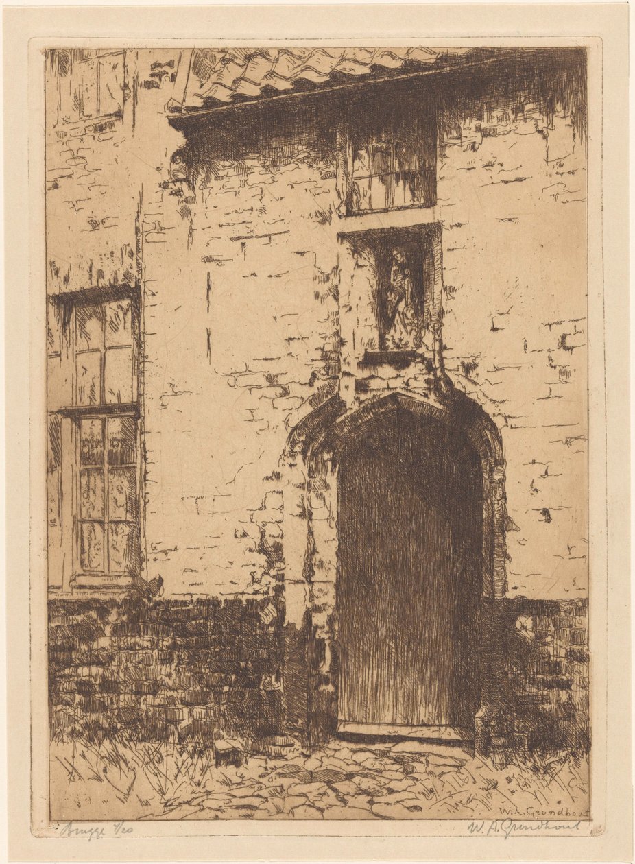 Brugge (nesne üzerindeki orijinal başlık) by Willem Adrianus Grondhout (signed by artist)