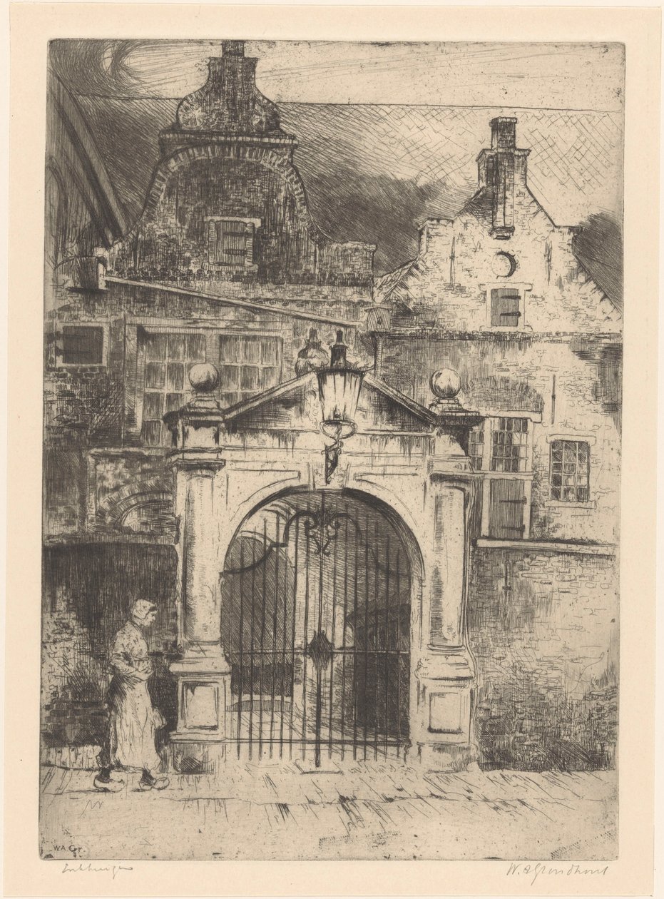Enkhuizen (nesne üzerindeki orijinal başlık) by Willem Adrianus Grondhout (signed by artist)