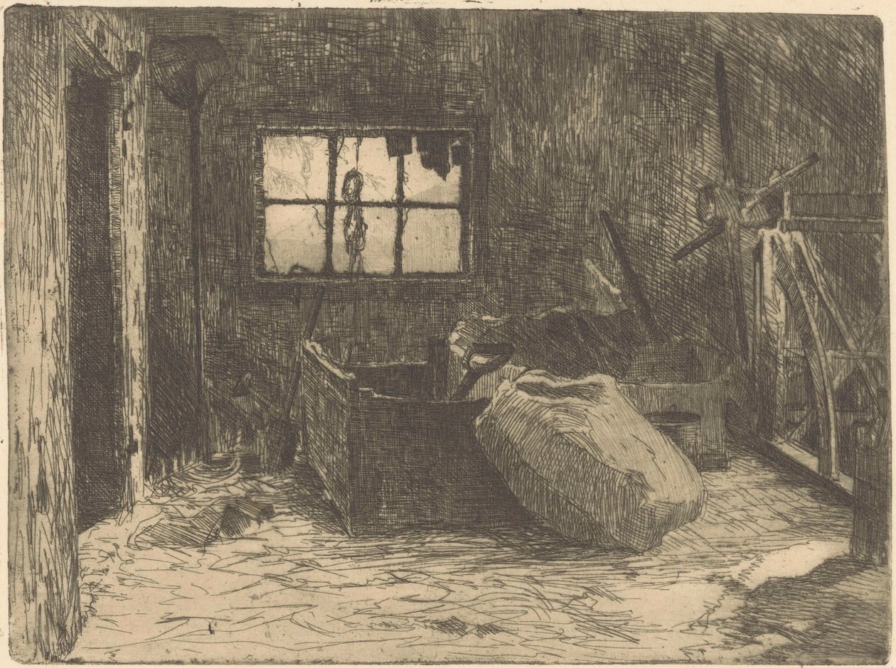 Bir ahırın içi by Willem Adrianus Grondhout (signed by artist)