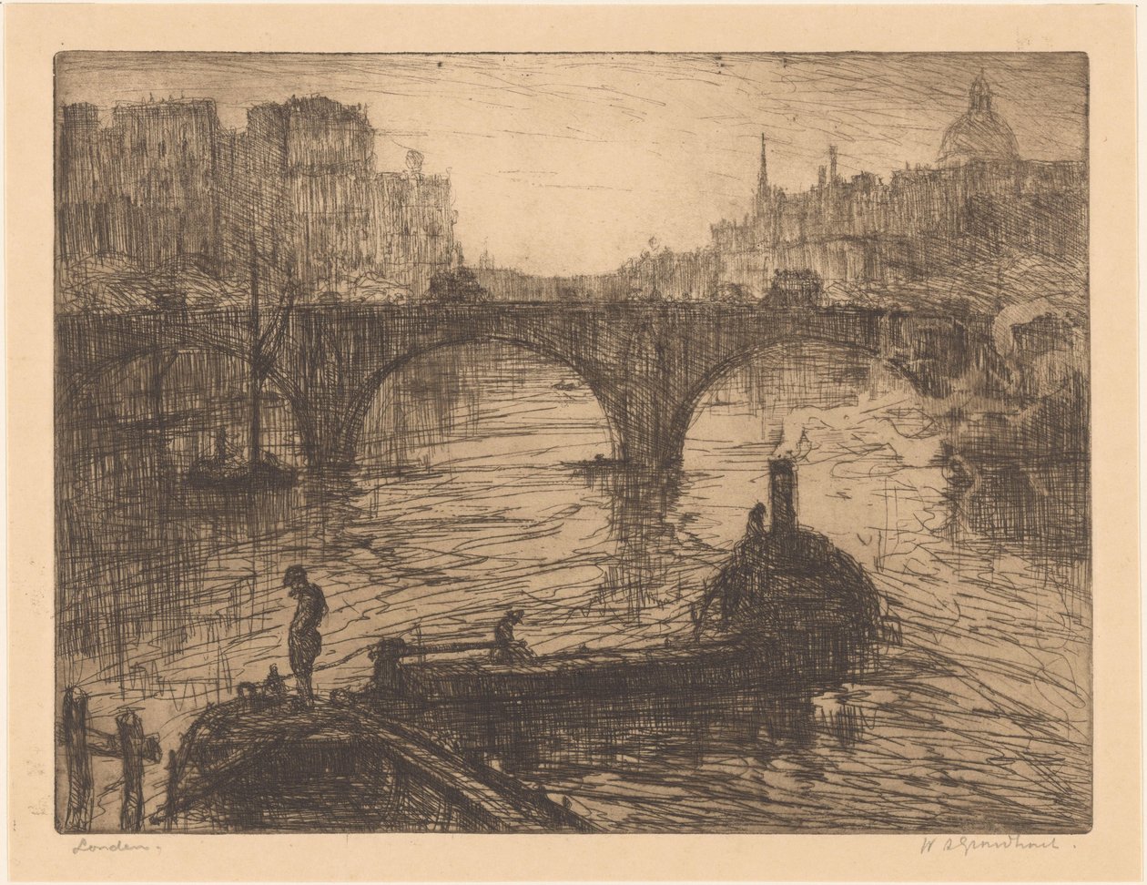 Londen (nesne üzerindeki orijinal başlık) by Willem Adrianus Grondhout (signed by artist)
