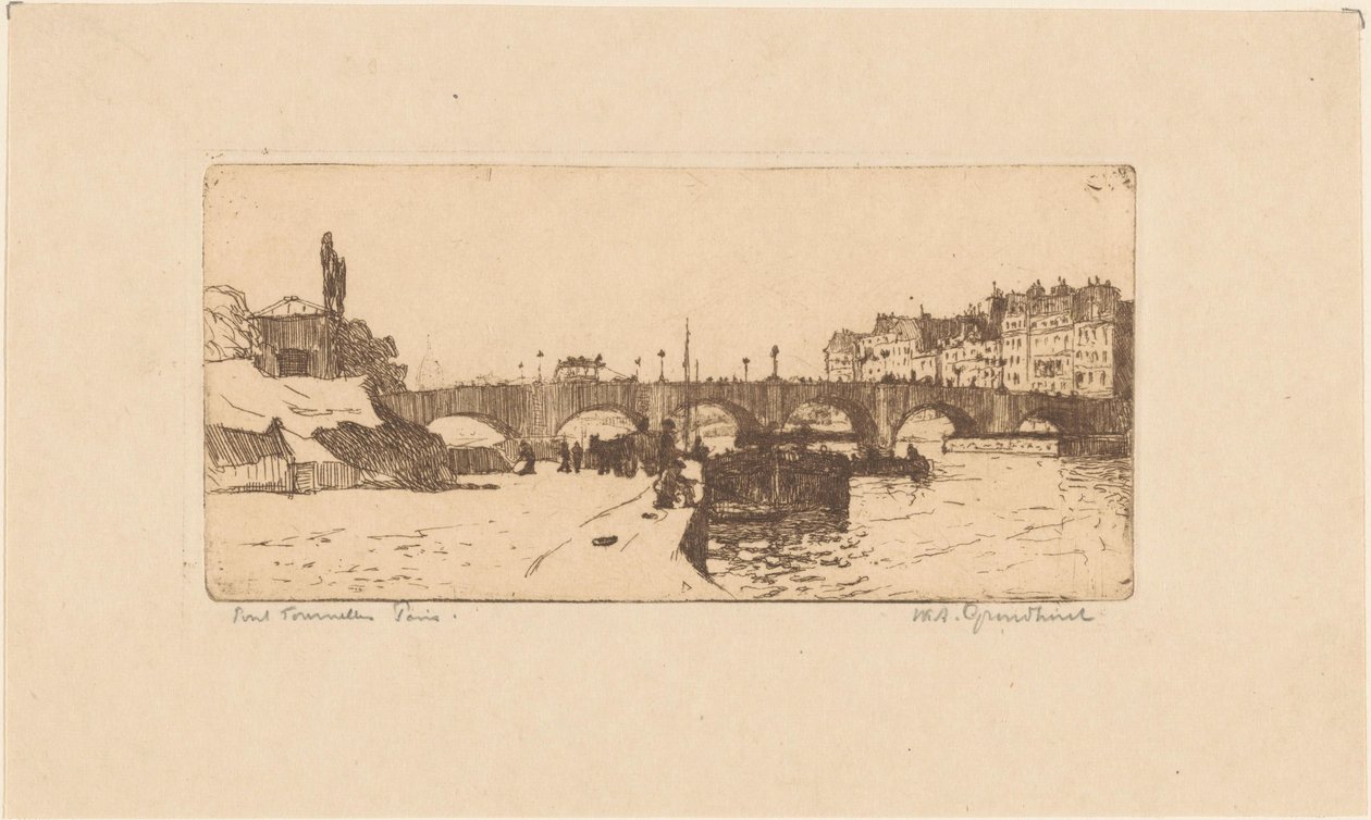 Paris'teki Pont de la Tournelle by Willem Adrianus Grondhout (signed by artist)