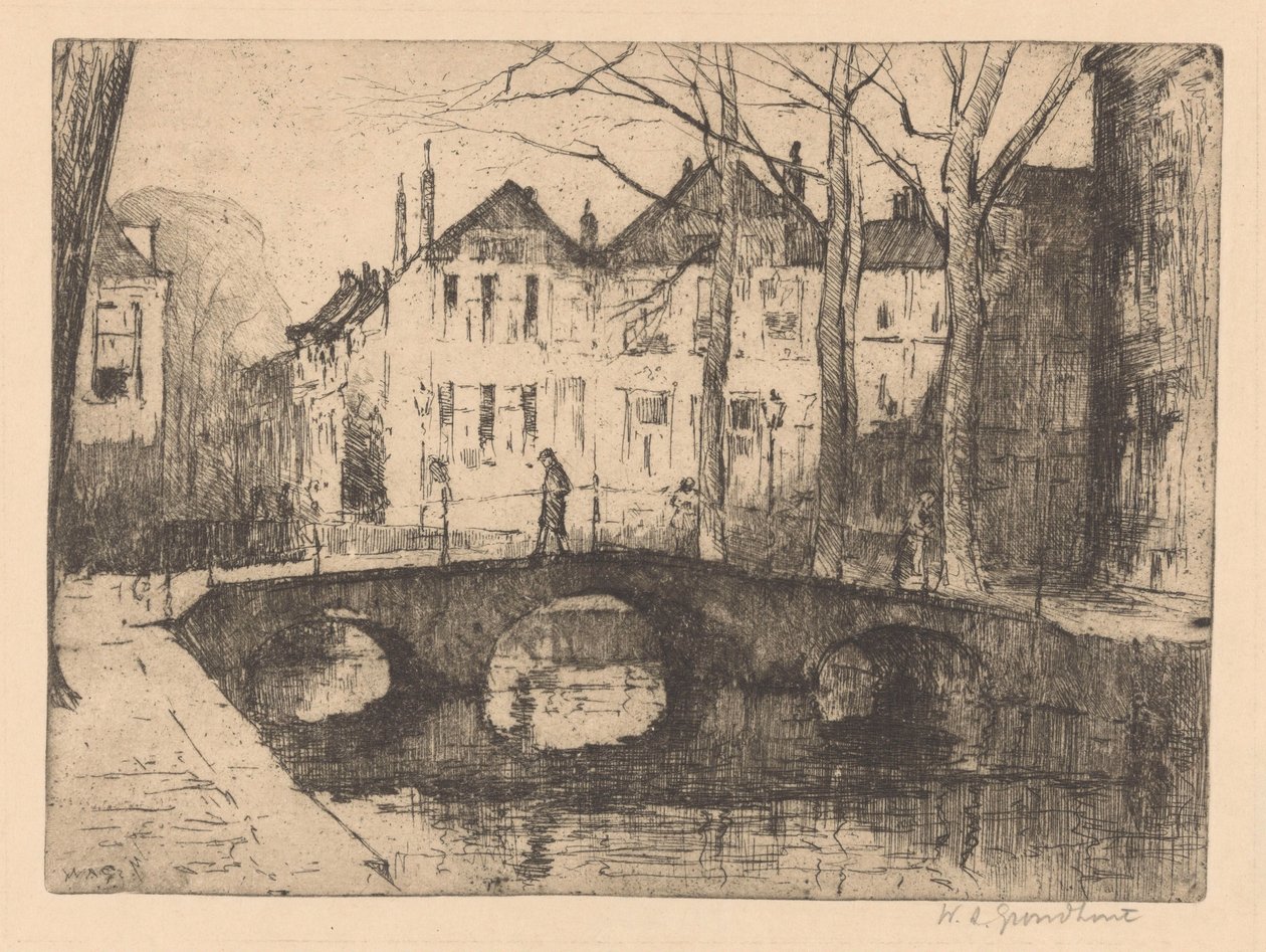 Lahey'deki Smidswater by Willem Adrianus Grondhout (signed by artist)