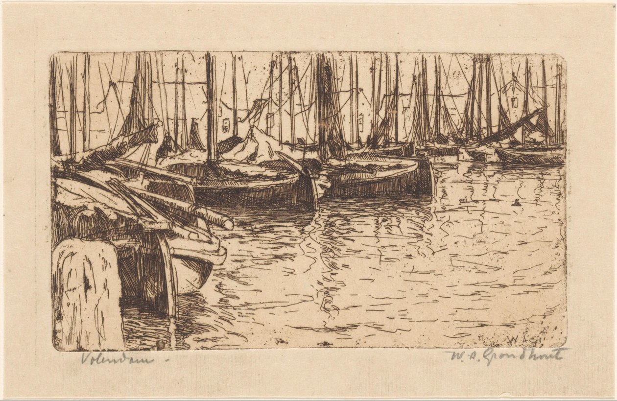 Volendam (nesne üzerindeki orijinal başlık) by Willem Adrianus Grondhout (signed by artist)
