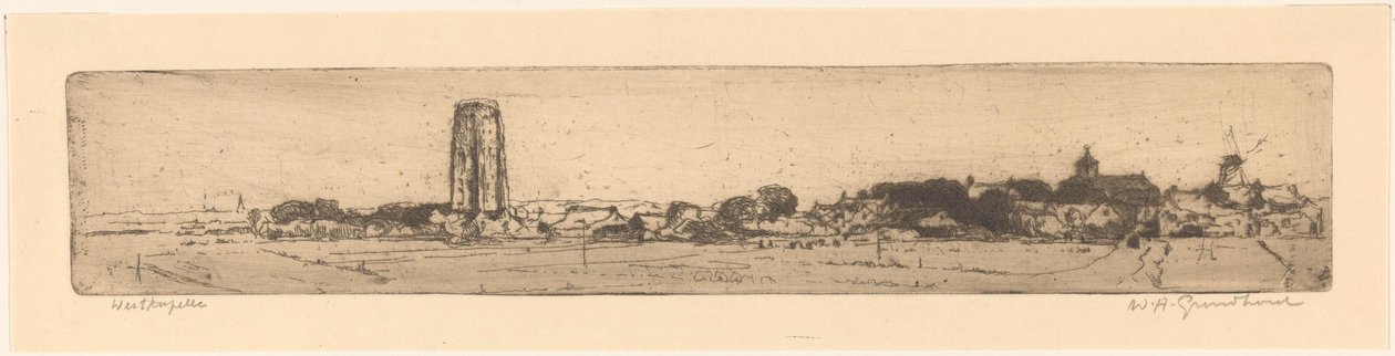 Westkapelle (nesne üzerindeki orijinal başlık) by Willem Adrianus Grondhout (signed by artist)