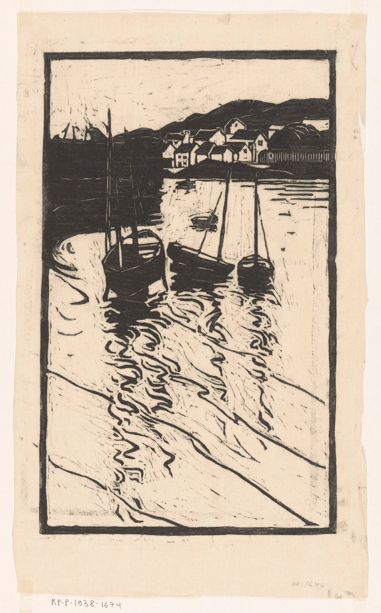Concarneau limanında demirli gemiler by Willem Adrianus Grondhout