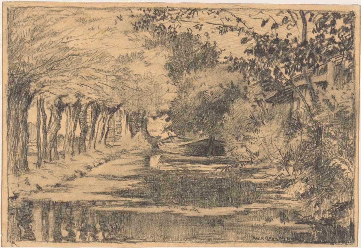 Voorburg yakınlarındaki Broeksloot by Willem Adrianus Grondhout