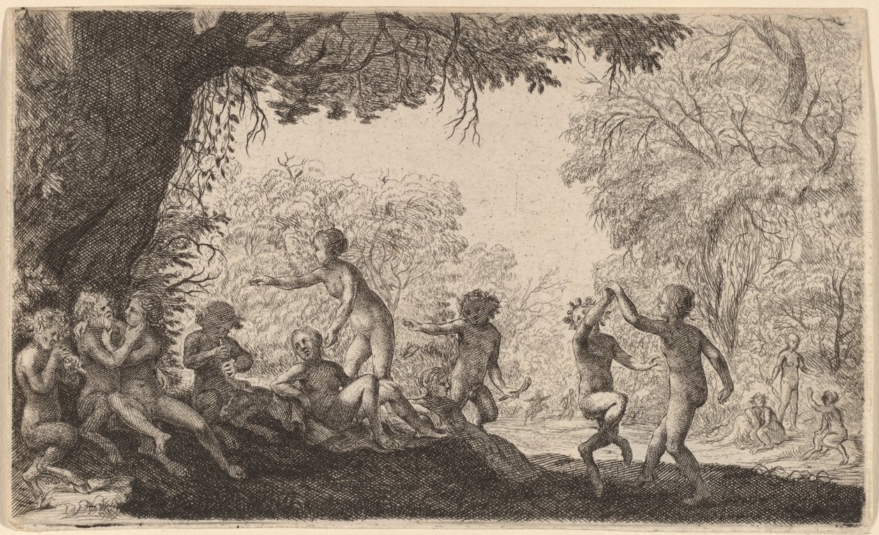 Sağda Dans Eden Çiftle Bacchanal by Willem Basse