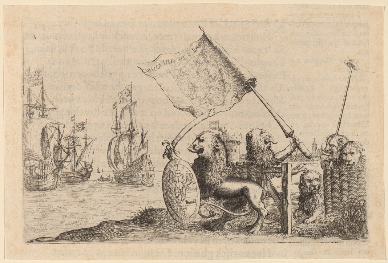 Birleşik Eyaletler Bahçesini Koruyan Aslanlar, 1634. by Willem Basse