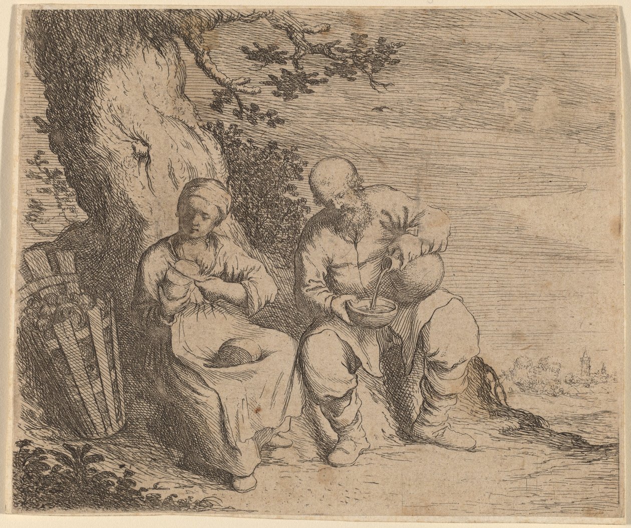 Bir Ağacın Altında Oturan Köylü Çift by Willem Basse