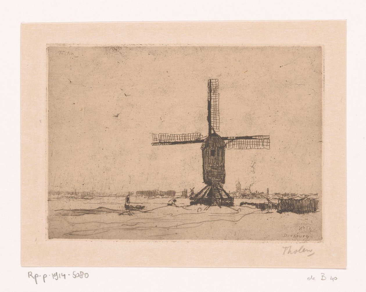 Doburger Değirmeni Doesburg yakınlarındaki yel değirmeni (orijinal adı) by Willem Bastiaan Tholen (signed by artist)