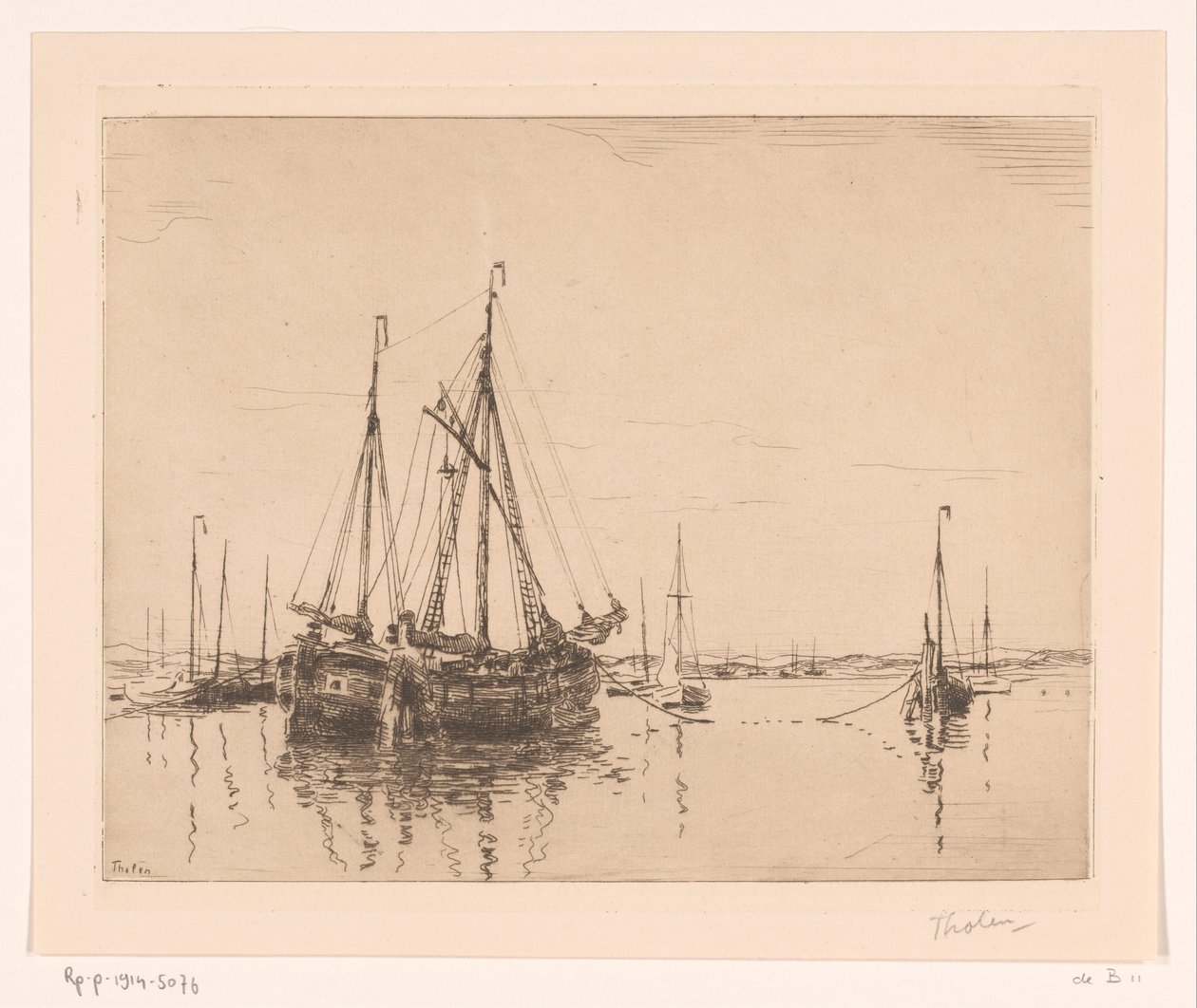 Demirli iki direkli liman Haven, Norderney (orijinal başlık) by Willem Bastiaan Tholen (signed by artist)