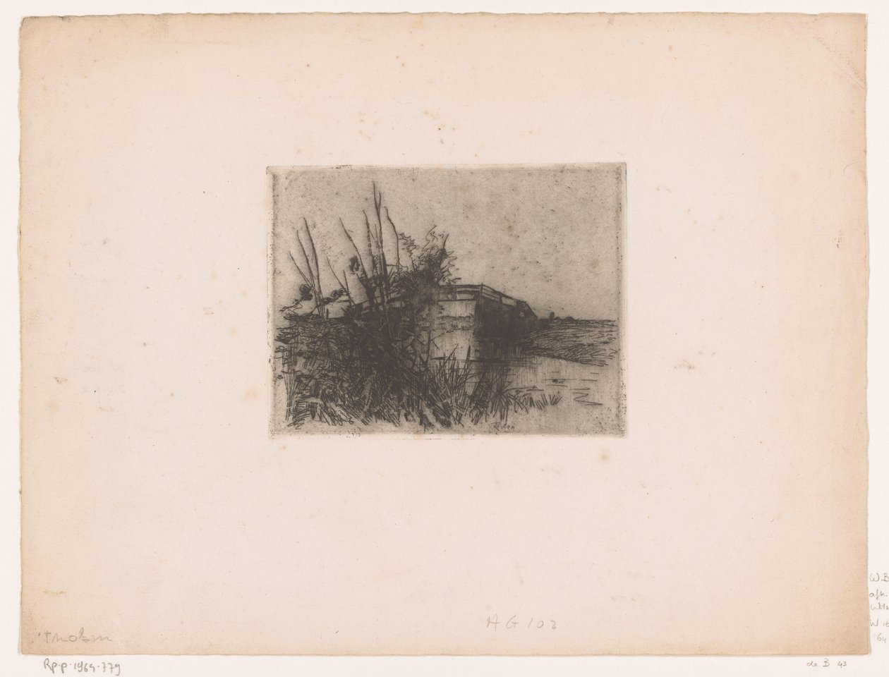 Giethoorn yakınlarındaki bir hendek üzerinde köprü Yüksek köprü, Giethoorn (orijinal başlık) by Willem Bastiaan Tholen